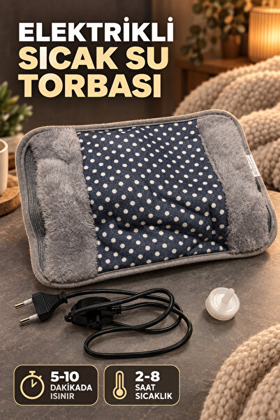 indirimsevinci Elektrikli Sıcak Su Torbası Peluş Kılıflı Termofor Bel Karın B...