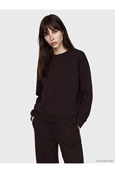 LC Waikiki Peak New Season Brown Soft Touch Oversize Women's Sweatshirt