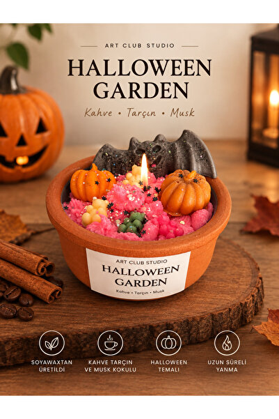 ART CLUB STUDIO Halloween Garden El Yapımı Soya Mum & Kahve Tarçın Musk Kokul...