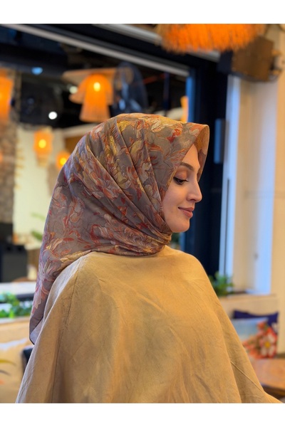 moiré Mercan Desen Soft Eşarp Pamuklu Kumaş Kaymayan Yapısıyla Rahat Kullanım