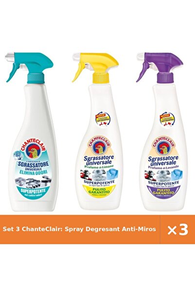 Chanteclair Set 3 ChanteClair: Spray Degresant Anti-Miros + Lămâie 600ml + La...