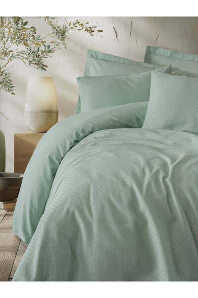 Cotton Box Lenjerie de pat pentru 2 persoane Ranforce Plaid Sage