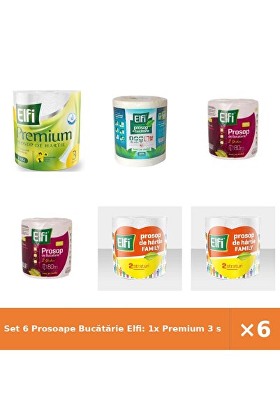 Elfi Set 6 Prosoape Bucătărie Elfi: 1x Premium 3 str, 1x 50m 2 str, 2x 80m 2 ...