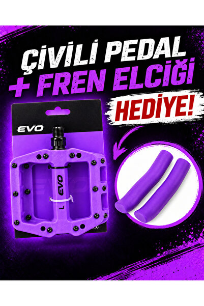Evo Çivili Bisiklet Pedalı + Fren Elciği | MTB Dağ Bisikleti Geniş Platform Ç...
