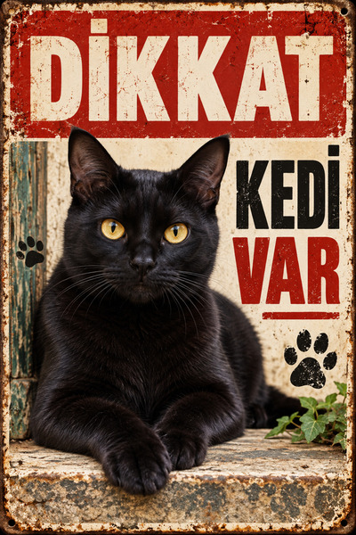 Lucena Bombay Cat Caution Cat Is Present Retro Metal Wall Sign Decorative Vin...