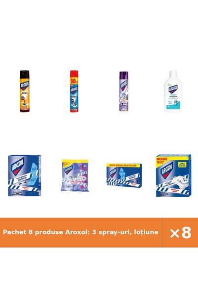 Aroxol Pachet 8 produse Aroxol: 3 spray-uri, loțiune, pastile țânțari/antimol...