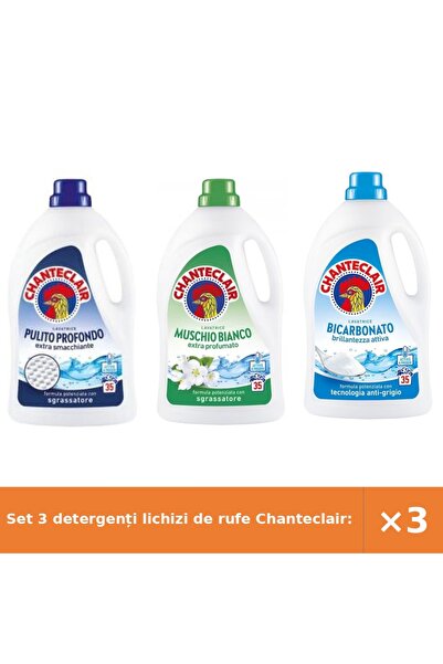 Chanteclair Set 3 detergenți lichizi de rufe Chanteclair: Curățare în profunz...