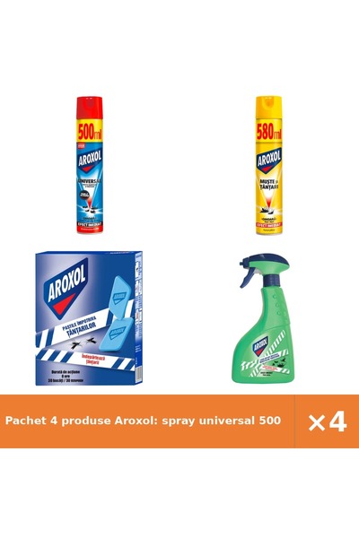 Aroxol Pachet 4 produse Aroxol: spray universal 500 ml, spray muște/țânțari, ...