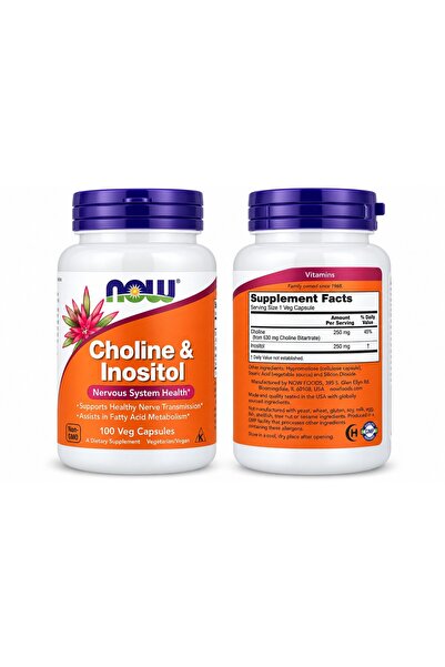 Now Foods Now Choline Bitartrate & Inositol Nervous System Health 100 Veg Kapsül