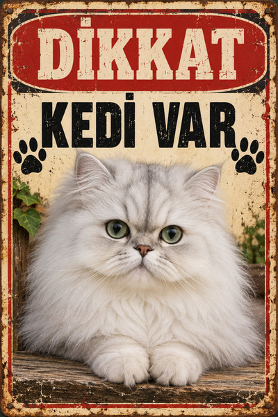 Lucena Chinchilla Persian Caution Cat Exists Retro Metal Wall Sign 15X20Cm