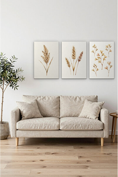 ZURİ DESİGN Pampas Wind set od 3 bezramčane ravne MDF slike za zid, 3 komada