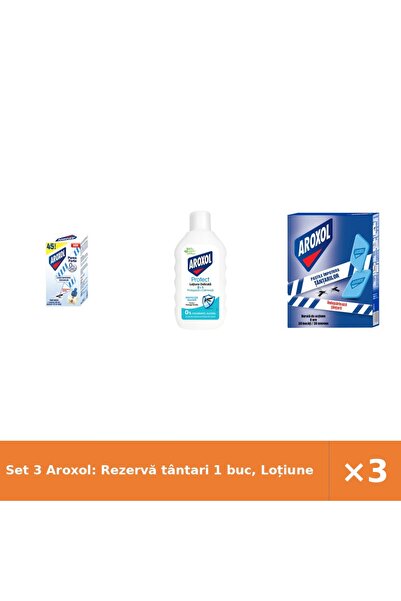 Aroxol Set 3 Aroxol: Rezervă tântari 1 buc, Loțiune delicată 200 ml, Pastile ...