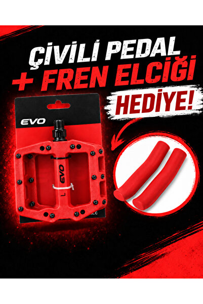 Evo Çivili Bisiklet Pedalı + Fren Elciği | MTB Dağ Bisikleti Geniş Platform Ç...