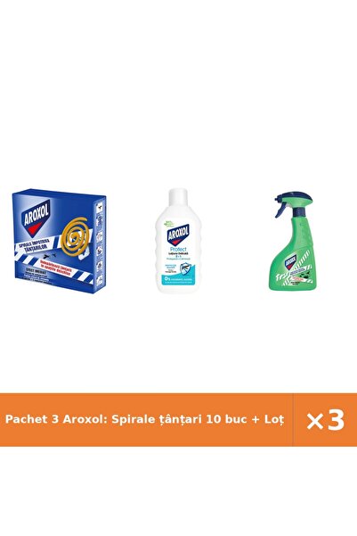Aroxol Pachet 3 Aroxol: Spirale țânțari 10 buc + Loțiune delicată insecte 200...