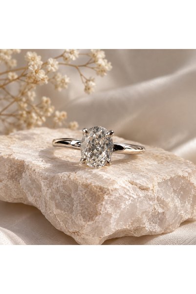 Genel Markalar Kristal gümüş yüzük , 925 ayarlı gümüş yüzük