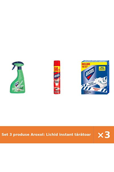 Aroxol Set 3 produse Aroxol: Lichid instant târâtoare, Spray gândaci furnici,...