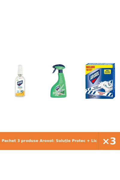 Aroxol Pachet 3 produse Aroxol: Soluție Protec + Lichid instant târâtoare + A...