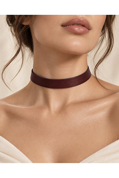 Deri Görünümlü Choker Kolye Kadın Ayarlanabilir Tasma Kolye Minimal Boyun Aksesuarı