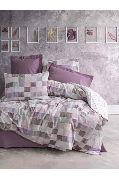 Cotton Box Lenjerie de pat pentru 2 persoane cu cearșaf elastic minimalist Ro...