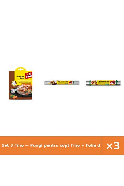 Fino Set 3 — Pungi pentru copt + Folie de aluminiu pentr + Folie alimentara d...