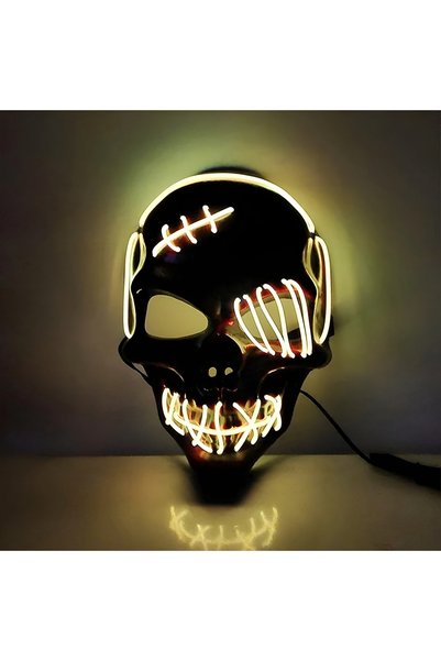 Genel Markalar Halloween Led Işıklı İskelet Maskesi ● Cadılar Bayramı Ürkütüc...