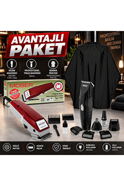 Moser 1400 Combo Profesyonel Bordo Saç Kesme Makinesi