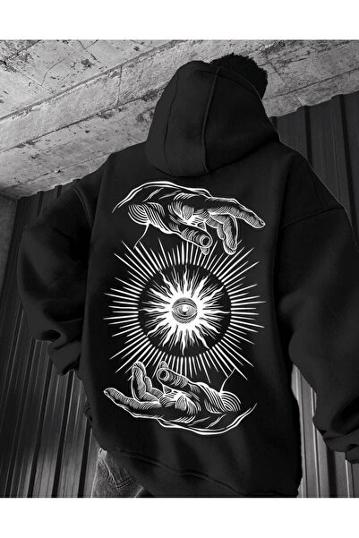 JANTIL MODA Unisex oversize dukserica sa kapuljačom, 3 niti, klokanov džep, "...