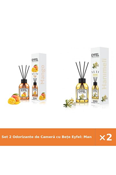 Eyfel Set 2 Odorizante de Cameră cu Bețe Eyfel: Mango + Mana Maicii Domnului,...