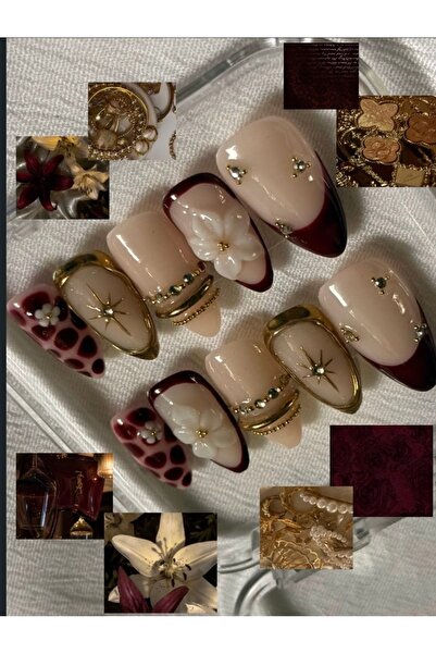 Violet nails Bordo çiçek tırnak