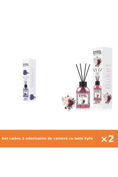 Eyfel Set cadou 2 odorizante de cameră cu bețe Eyfel, Zambile + Bouquet, 2 x ...