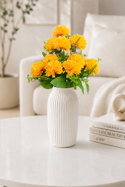 MD Aspiz Flowers Yapay Çiçek 10lu Lüx turuncu kasımpatı Demeti 45 cm ( Saksıs...