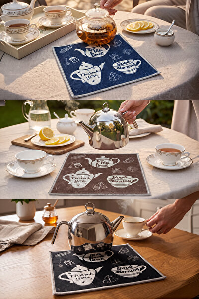 Talia Home Multi-Purpose Trivet Tea Pot - Pan - Pot Mat 3 Pcs Mini Carpet