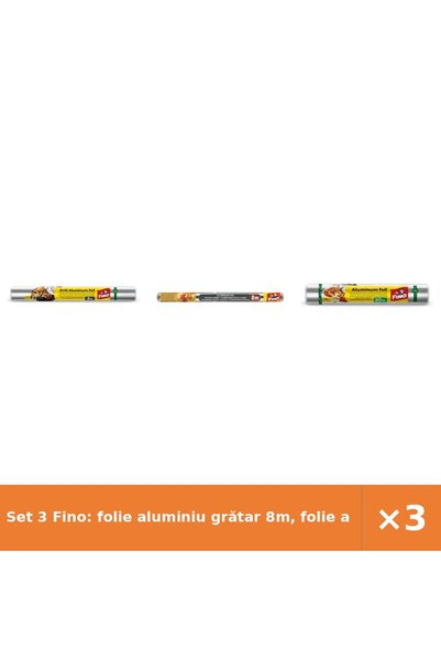 Fino Set 3 Fino: folie aluminiu grătar 8m, folie aluminiu 8m x 45cm, folie al...