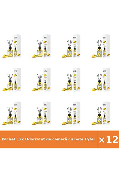 Eyfel Pachet 12x Odorizant de cameră cu bețe Ananas, 120 ml