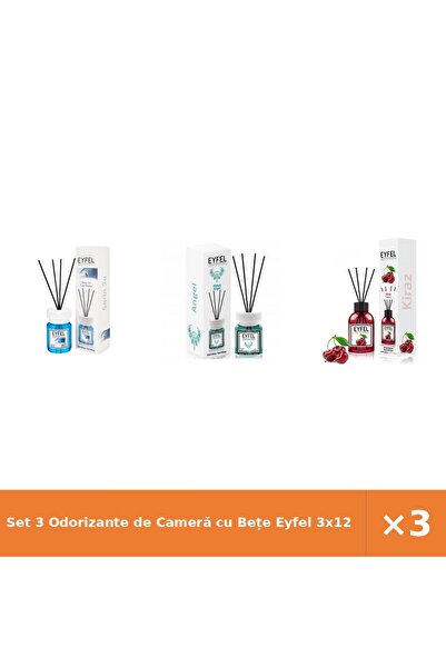 Eyfel Set 3 Odorizante de Cameră cu Bețe 3x120ml Cool Water Angel Cireșe