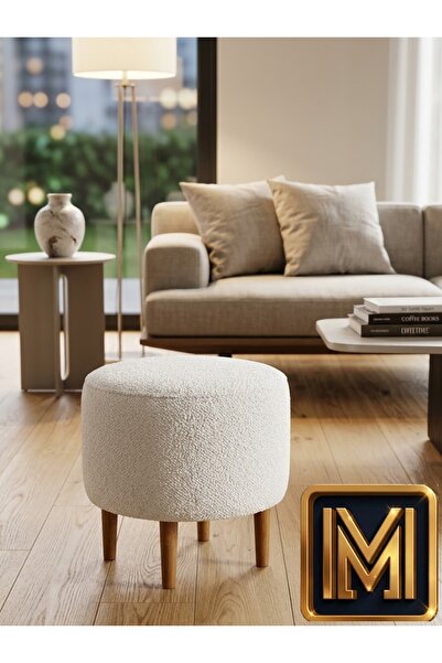 MEDET HOME SOFT 01 yuvarlak puf koltuk yumuşak doku nubuk kumaş modern tasarı...