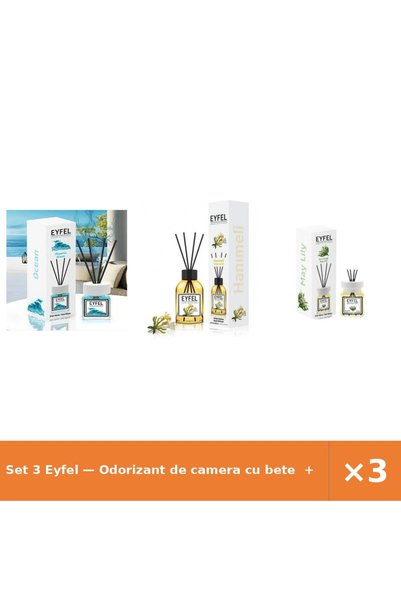 Eyfel Set 3 — Odorizant de camera cu bete + Odorizant de camera cu bete + Odo...