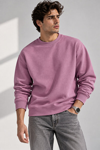Lizbon Style Erkek Pamuklu Sweatshirt Regular Fit Bisiklet Yaka Uzun Kollu Gü...