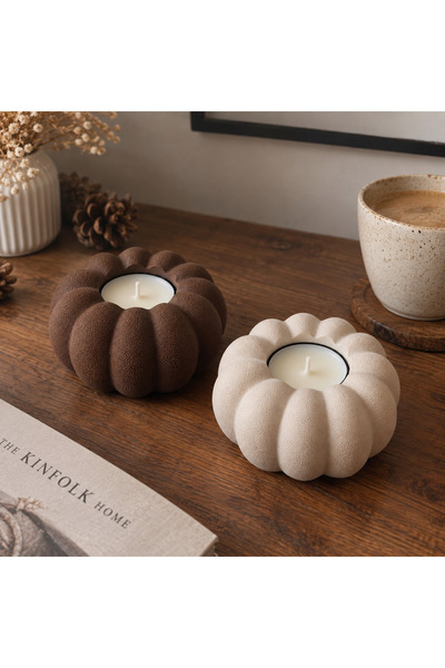 Genel Markalar Sonbahar Balkabağı Tealight Mumluk – Dekoratif Masaüstü Mum Tu...