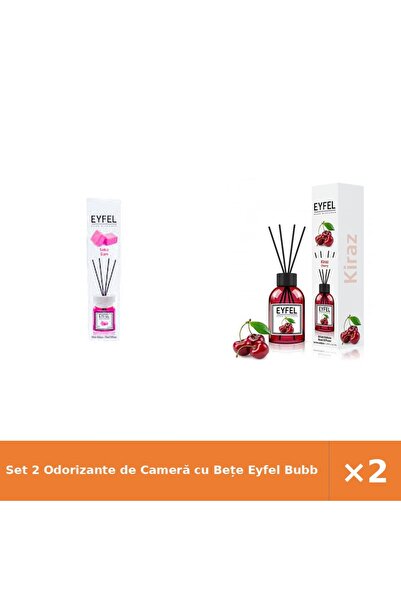 Eyfel Set 2 Odorizante de Cameră cu Bețe Bubble Gum + Cireșe, 2x120 ml