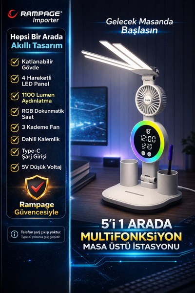 S-LINK Multifunct Etüt & Edit İstasyonu (Platform+Kalemlik+Fan+Led Aydınlatma...