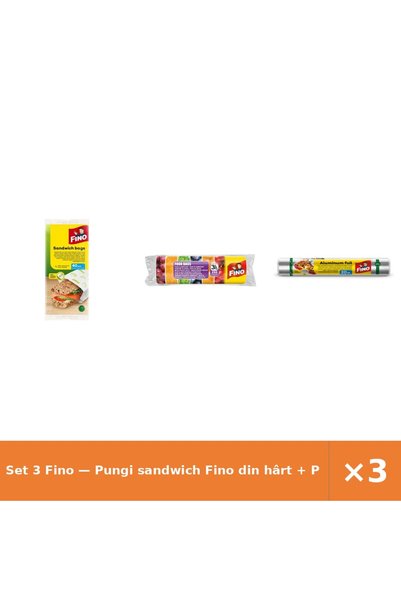 Fino Set 3 — Pungi sandwich din hârt + Pungi alimentare 3l + Folie alimentara...