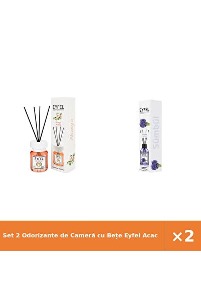 Eyfel Set 2 Odorizante de Cameră cu Bețe Acacia + Zambile, 2 x 120 ml