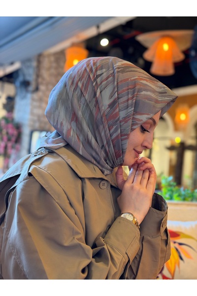 moiré Geometrik Desen Soft Eşarp Pamuklu Kumaş Kaymayan Yapısıyla Rahat Kullanım