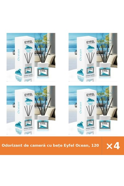 Eyfel Odorizant de cameră cu bețe Ocean, 120 ml, set 4 bucăți