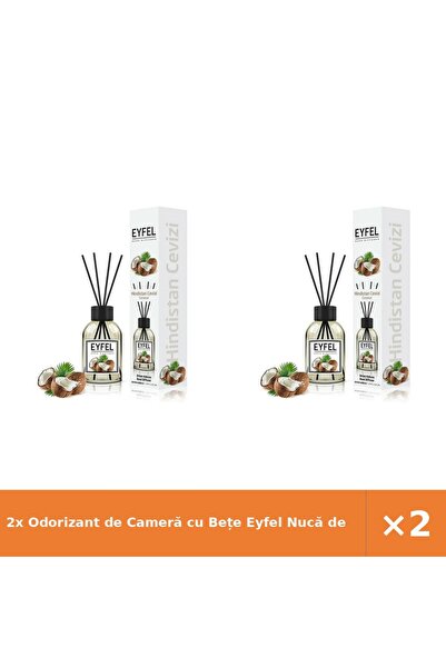 Eyfel 2x Odorizant de Cameră cu Bețe Nucă de Cocos - Parfum Îndelungat
