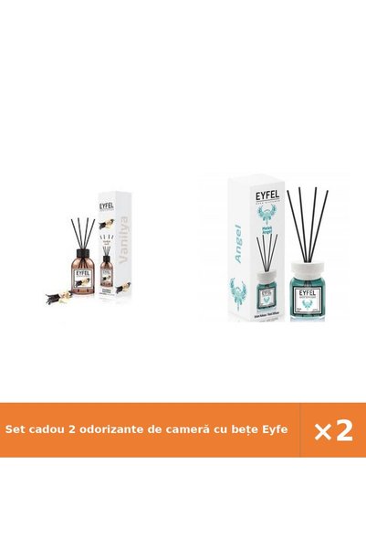 Eyfel Set cadou 2 odorizante de cameră cu bețe Eyfel, Vanilie + Angel, 2 x 12...
