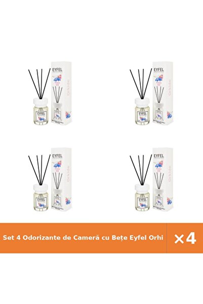 Eyfel Set 4 Odorizante de Cameră cu Bețe Orhidee 120 ml - Parfum Îndelungat