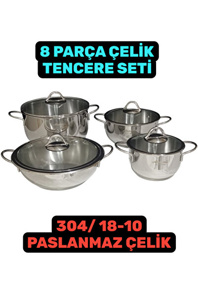 Akdeniz Linda 8 Parça Çelik Tencere Seti