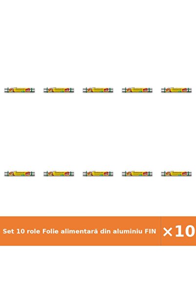 Fino Set 10 role Folie alimentară din aluminiu 30 m, ideală pentru bucătărie